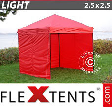 Evenemangstält FleXtents Light 2,5x2,5m Röd, inkl. 4 sidor