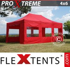 Evenemangstält FleXtents Xtreme 4x6m Röd, inkl. 8 sidor
