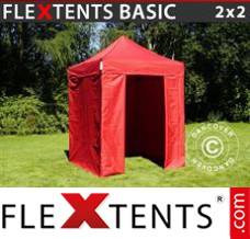 Evenemangstält FleXtents Basic, 2x2m Röd, inkl. 4 sidor