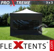 Evenemangstält FleXtents Xtreme 3x3m Svart, inkl. 4 sidor