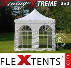 Evenemangstält FleXtents Xtreme Vintage Style 3x3m Vit, inkl. 4 sidor