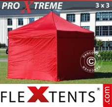 Evenemangstält FleXtents Xtreme 3x3m Röd, inkl. 4 sidor